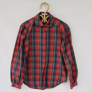Vintage 1980’s red plaid long sleeve button down shirt